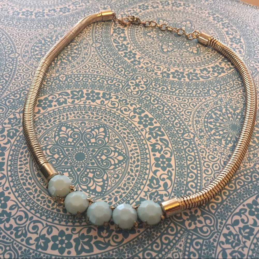 Light Blue & Gold Statement Necklace